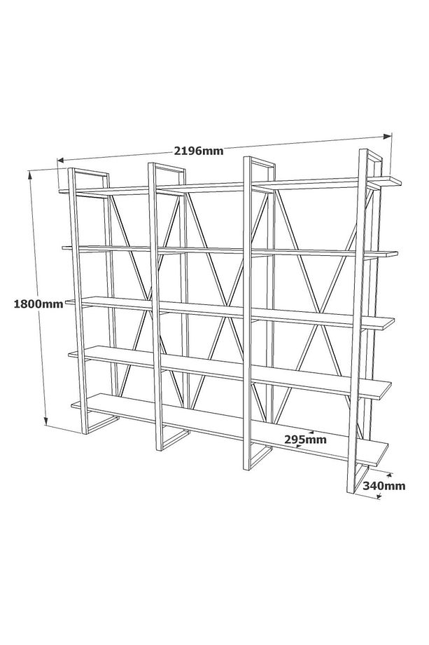 Ml4 5 Raflı Iron Metal Kitaplık 220cm*34cm*180cm - 4
