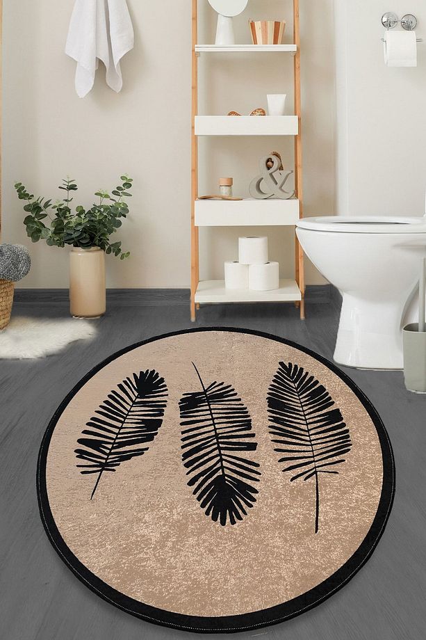 Hoja Bej Çap 100x100 Cm Banyo Halısı Djth - 1
