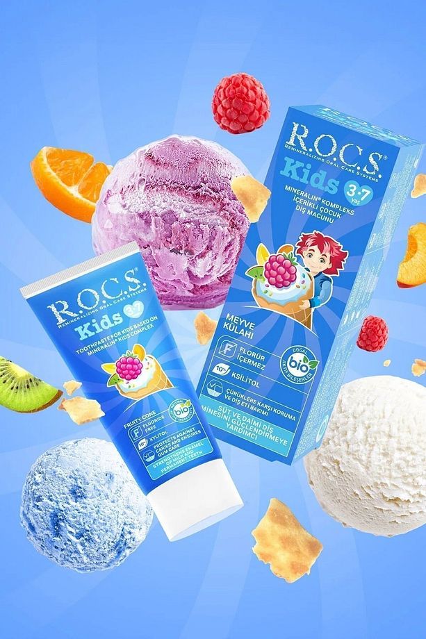 Rocs Kids 3-7 Yaş Meyveli Çocuk Diş Macunu Meyve Külahı 35ml X2 ADET - 2