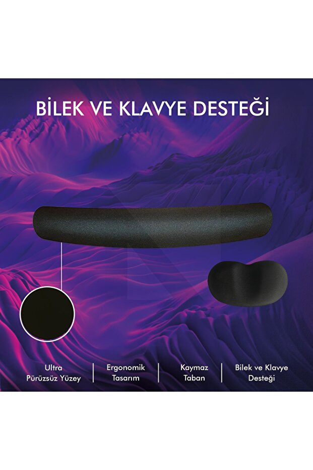 MP03 - Memory Mouse Ve Klavye Bilek Destek Pedi | Yumuşak, Ergonomik, El Bileği Dinlendirme Ped Set - 1