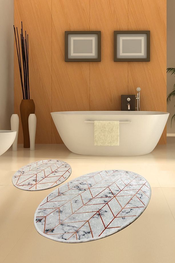 Morea 2'li Set Banyo Halısı Paspas Seti, Klozet Takımı Djtbanyo - 1