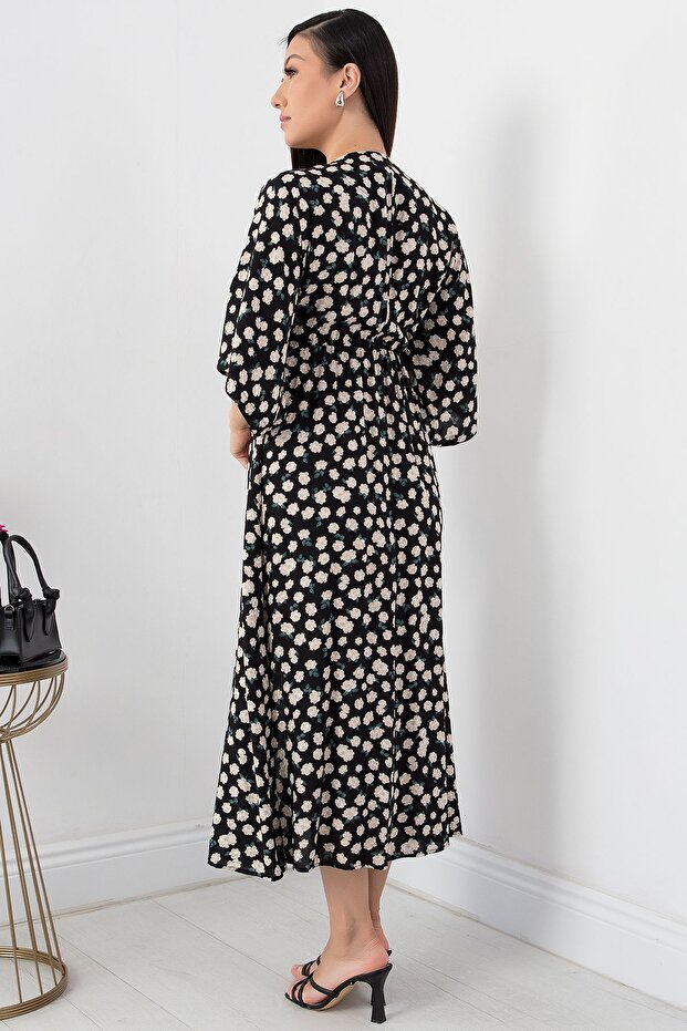 Kruvaze Yaka Viskon Elbise VRN7625 - 6