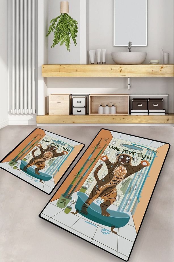 Tame Your Tıger Dıt 2'li Set Banyo Halısı Banyo Paspası Djtbanyo - 1