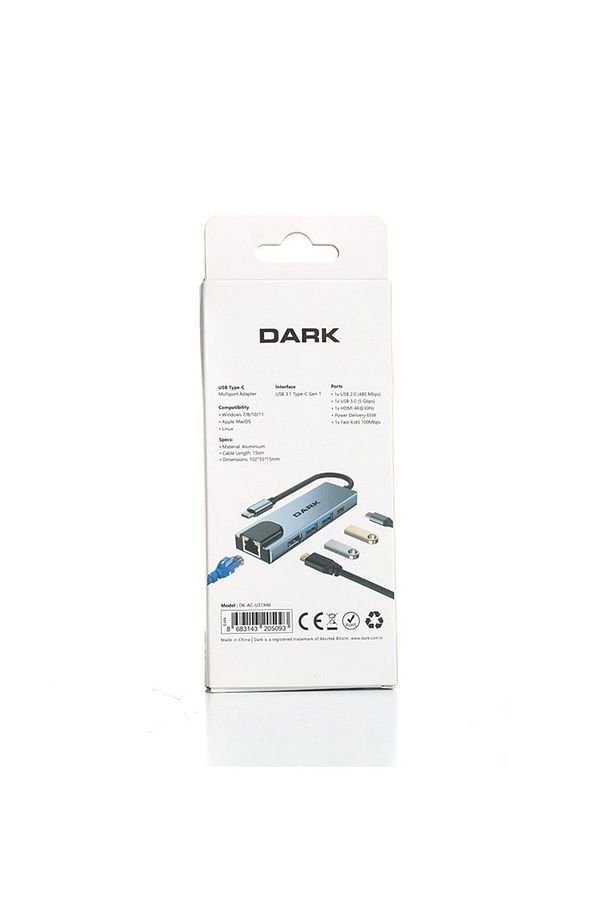USB 3.1 Type-C to Ethernet / Hdmi / USB-C PD 65W Macbook Pro/Air & Notebook için Port Çoklayıcı Hub - 8