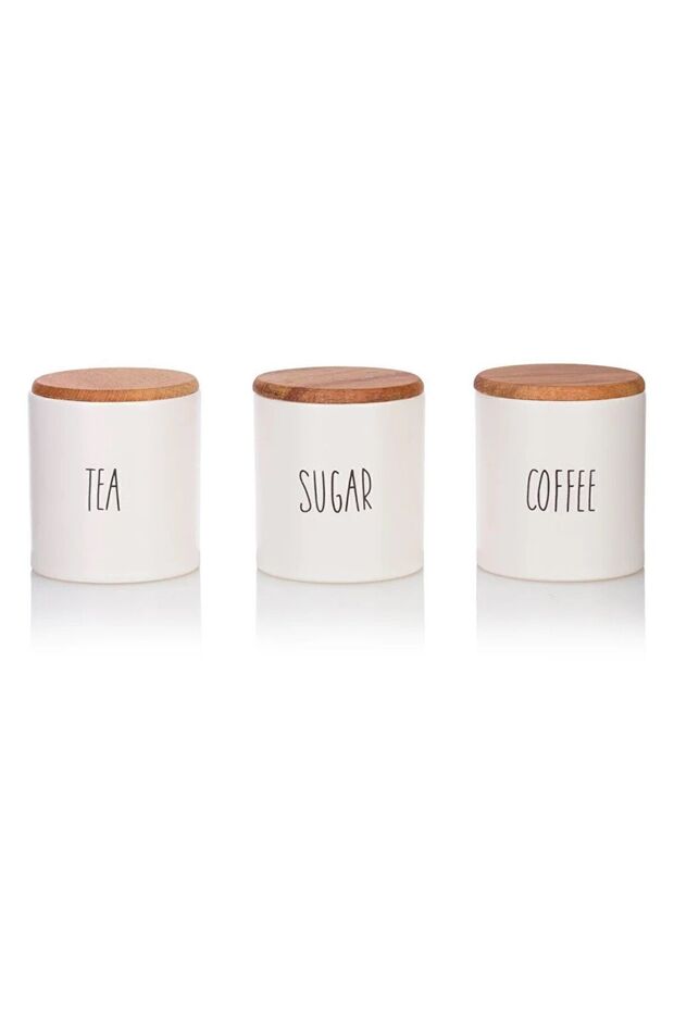 Lcw Home - Set of 3 Ceramic Storage Containers, Printed - 3