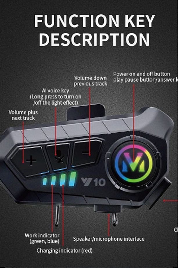 Y10 Kask Kulaklık Bluetooth Motosiklet Kulaklık 5,3 Bluetooth Intercom Motorsiklet Kulaklık - 3