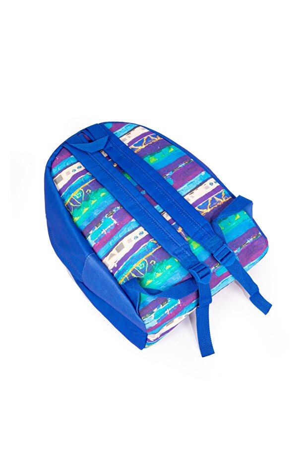 Unisex Blue Pattern Evil Eye Backpack - 3