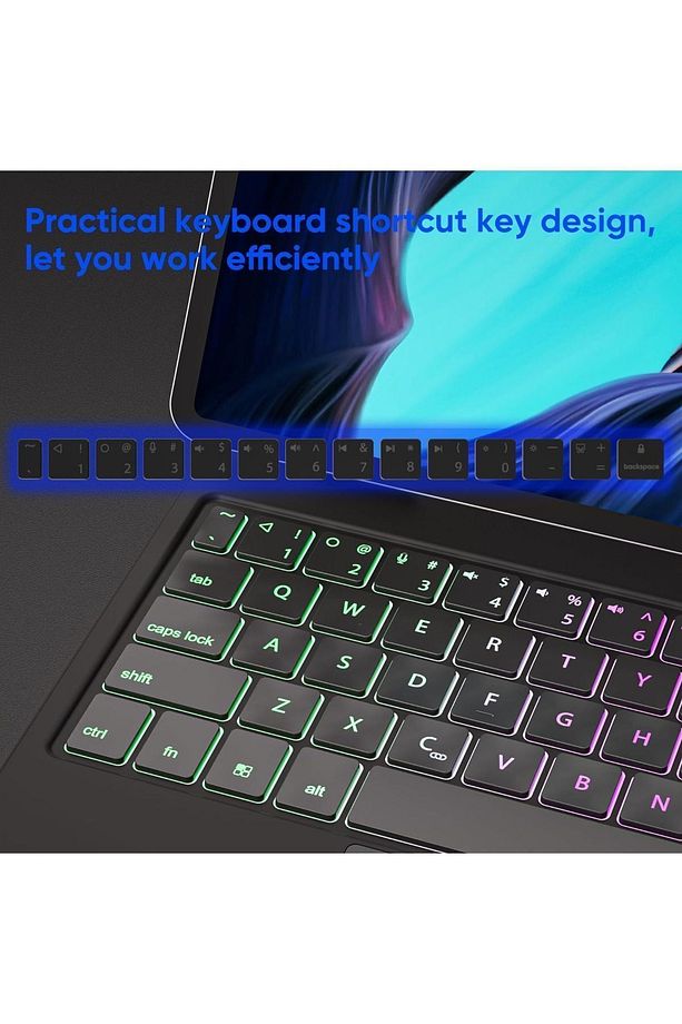 Galaxy Tab S10 Fe/s9 Fe 10.9 Inch Uyumlu Magic Keyboard Touchpad Rgb Işıklı Klavyeli Kılıf - 6