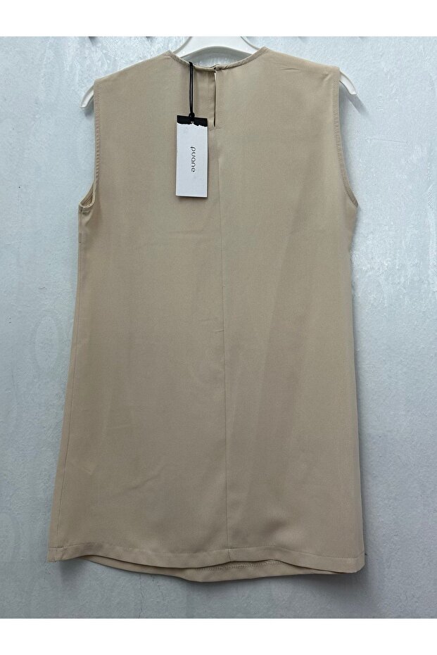 Beige Crepe Women's Sleeveless Underwear 10223