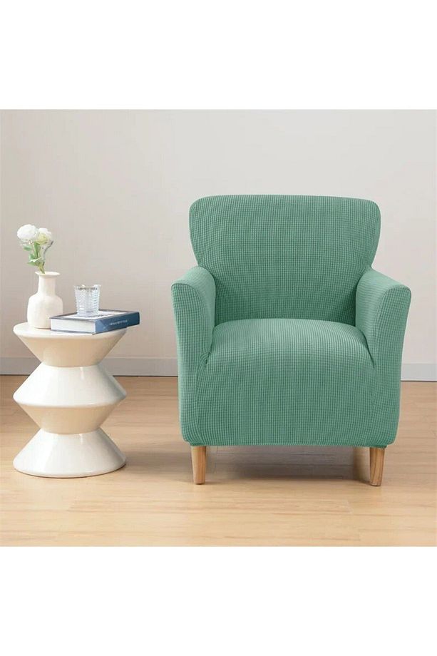 Likrali Streç Lastikli Esnek Kare Desen Tek Kişilik Kotuk Örtüsü Koltuk Kılıfı (MİNT) Sofa Cover - 3