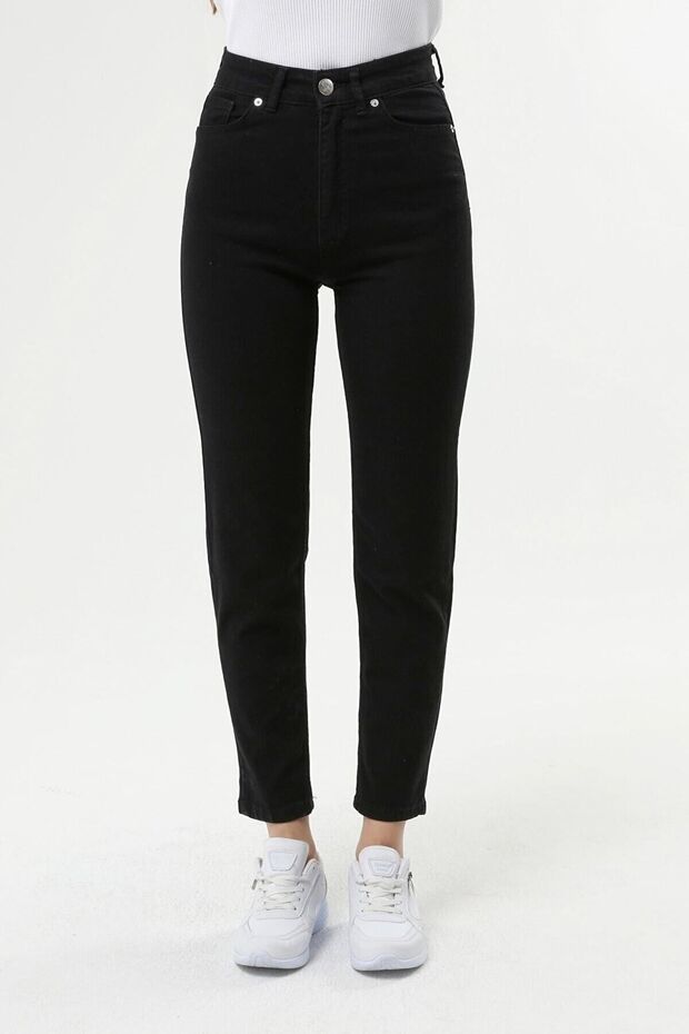 Isabella Black Mom Jean Trousers (Color Does Not Fade)