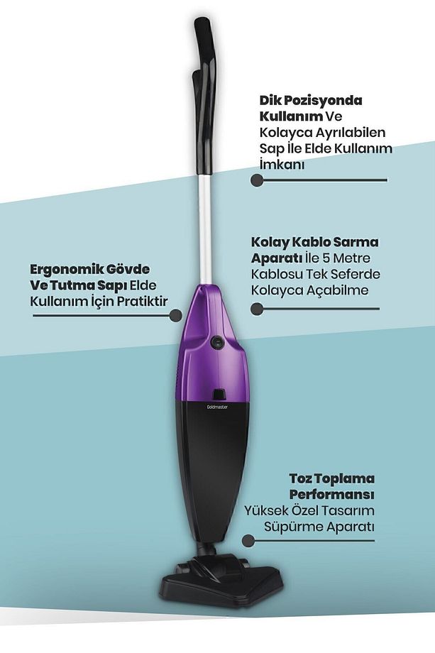 Power Speed 2 Litre Hazneli 800 W Yıkanabilir Filtreli 2 In 1 Dikey Ve Elde Elektrikli Süpürge - 5