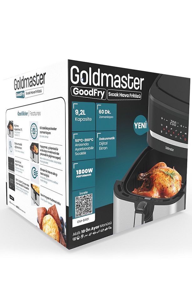 Goodfry 1800w 9,2 Litre 3xl Dev Hazneli Dokunmatik 10 Ön Ayarlı Airfryer Yağsız Sıcak Hava Fritözü - 8