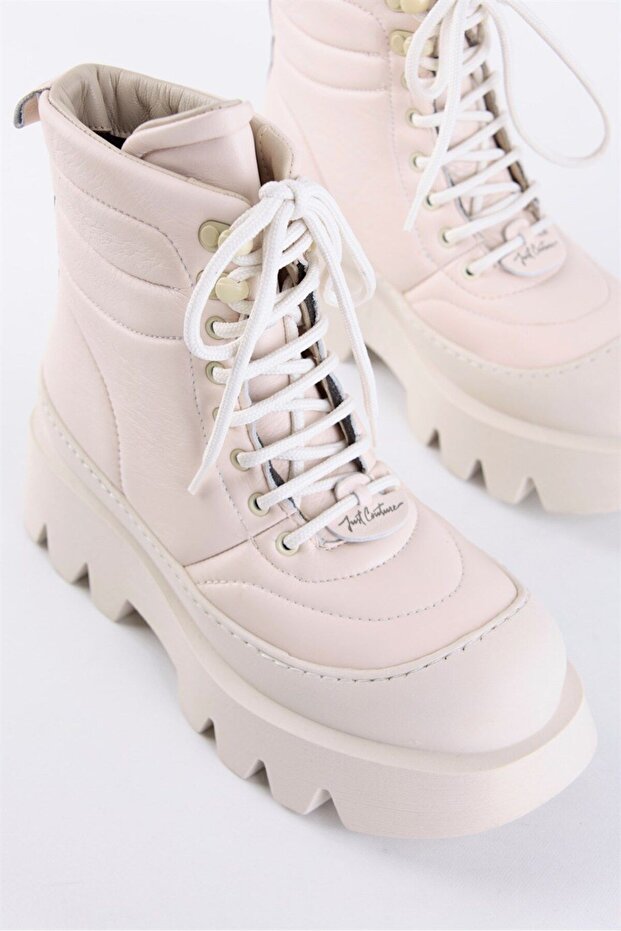 Just Bej Hakiki Deri Kalın Tabanlı Kadın Bot - 2