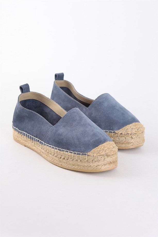 Best Kot Mavi Süet Kadın Espadril Ayakkabı - 7