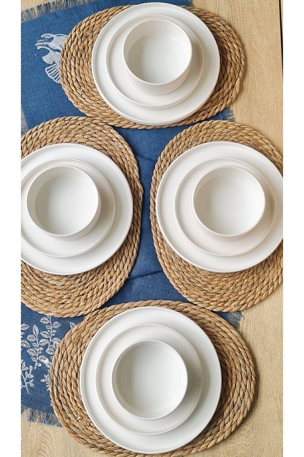 Stackable Mat Beyaz 12 Parça 4 Kişilik Yemek Kahvaltı Takımı - 2