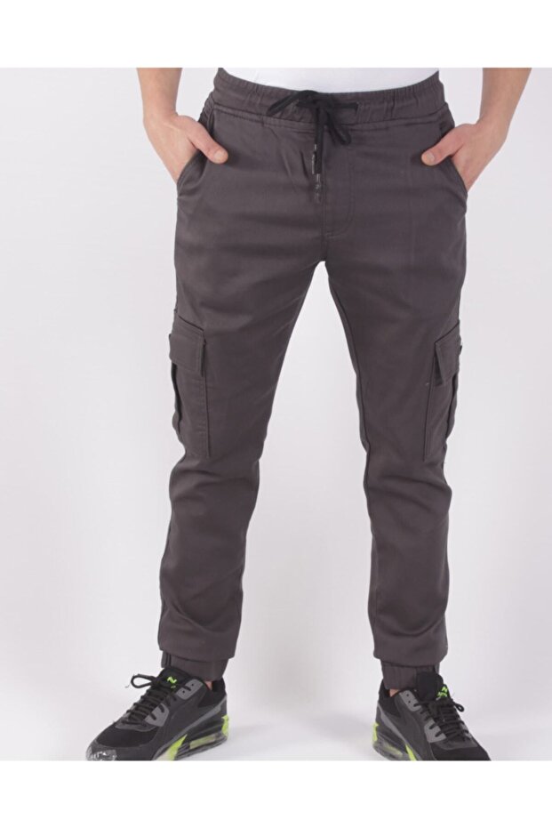 Waist and Leg Elastic Trousers with Cargo Pockets on the Sides-19000