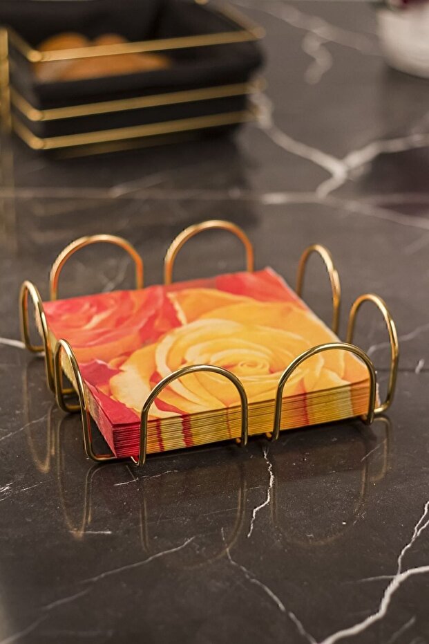 Gold Presentation Napkin Holder & Napkin Holder Stainless