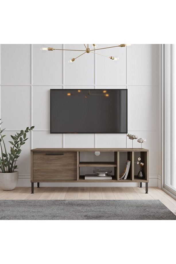 Retro Tv Ünitesi Sehpası Metal Ayaklı 120cm Kahve Rt2-cu - 2