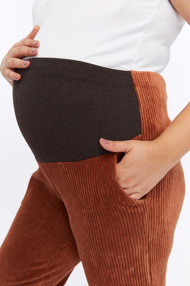 Myra8512 Beli Ayarlanabilir Kışlık Kadife Hamile Pantolonu -camel - 5