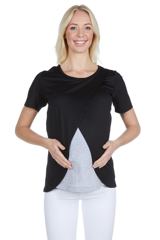 Maternity 3502 Siyah Pamuklu Lohusa Emzirme Bluz - 2