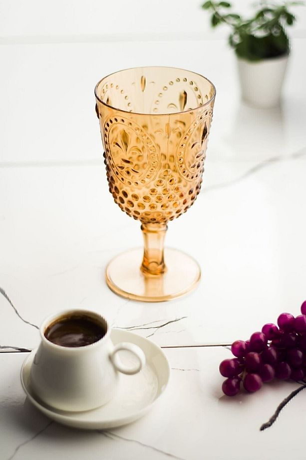 Akrilik Bal Tekli Kadeh & Su Meşrubat Kahve Yanı Bardağı 450 ml ( Cam Değildir ) - 1