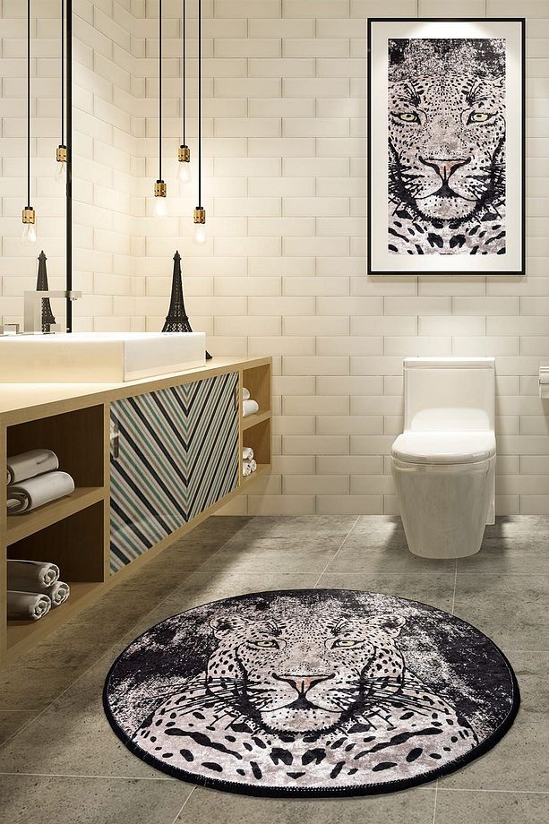 Tıger Çap 140 Cm Banyo Halısı, Paspas Djth - 1