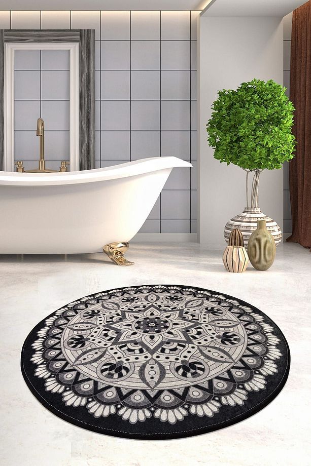 Mandal Siyah Çap 100 Cm Yuvarlak Paspas Djth - 1