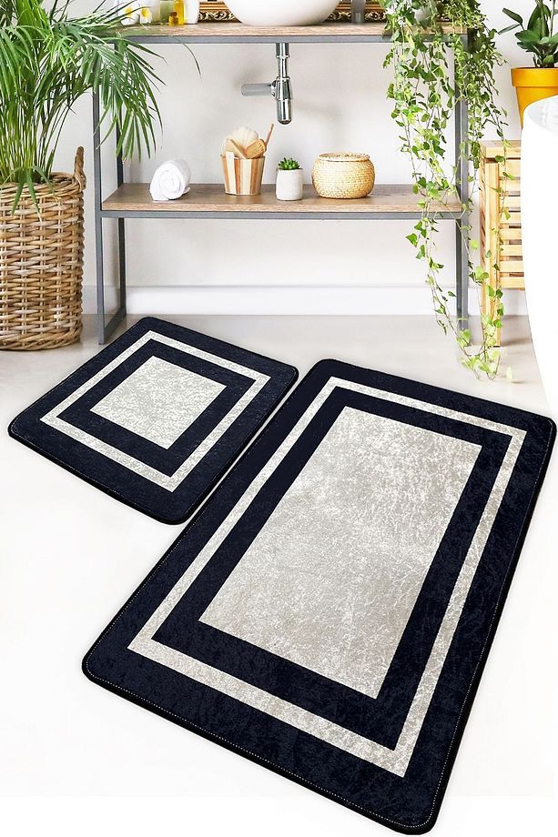 Black Frame 2'li Set Banyo Halısı Djtbanyo - 1