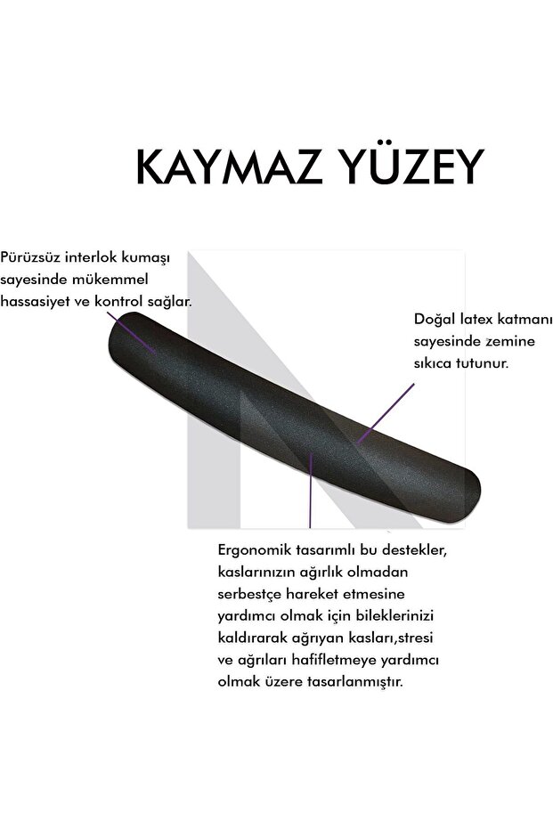MP03 - Memory Mouse Ve Klavye Bilek Destek Pedi | Yumuşak, Ergonomik, El Bileği Dinlendirme Ped Set - 4