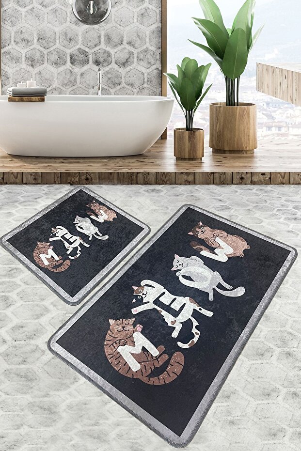 Meocon 60X100 50X60 Non-Slip Base 2-Piece Bathroom Mat Set