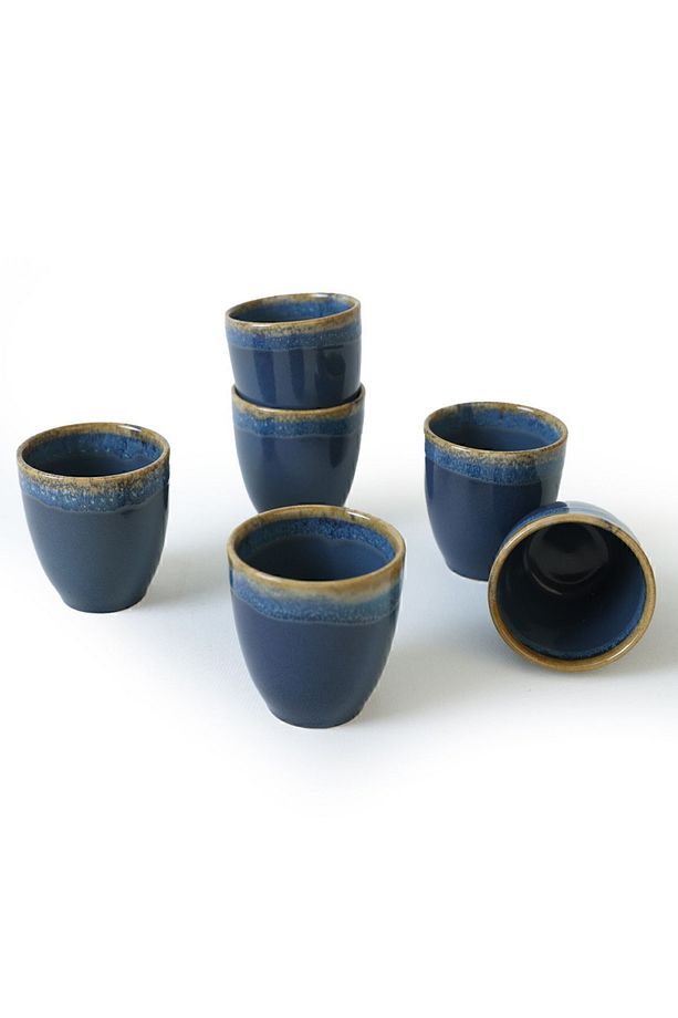 Shizen Mavi Latte Kupa 8 Cm 6 Adet Q39 - 6