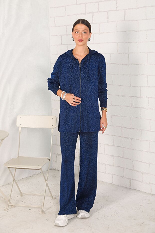Dark Blue Glitter Knitwear Set - Mercerized 32-7010