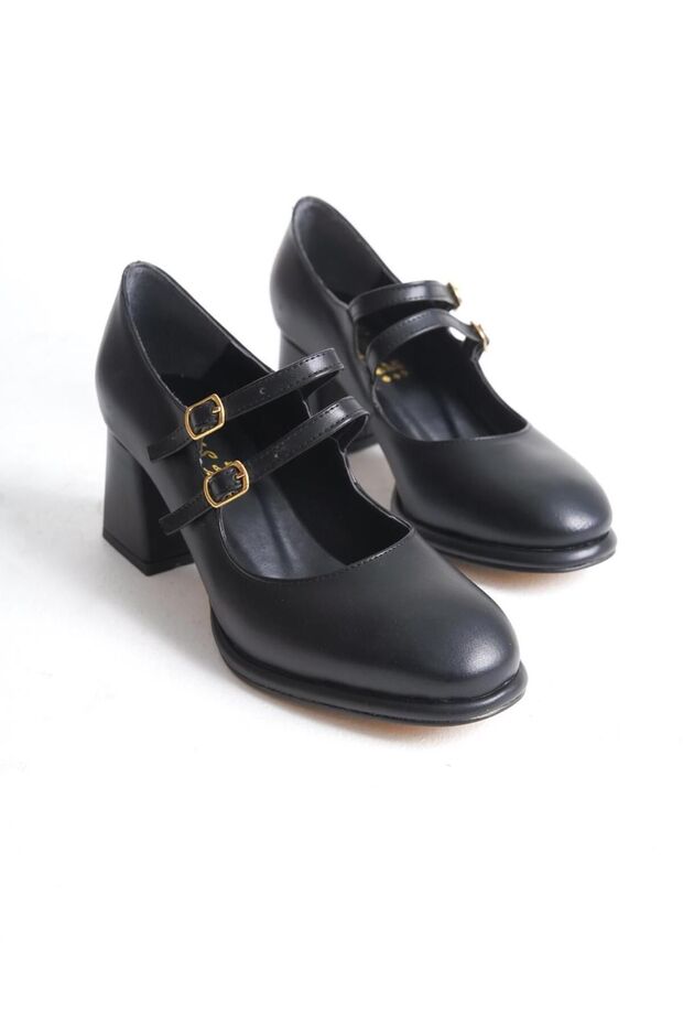 Topuklu platformlu Stiletto siyah cilt - 4