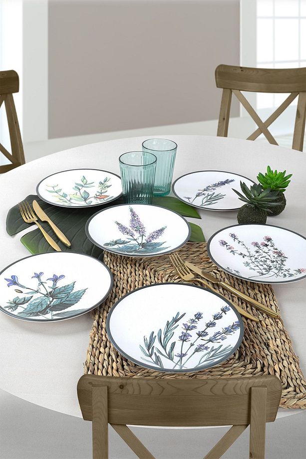 Çiçek Bahçesi Pasta Tabağı 20 Cm 6 Adet - 18938-39-40-41-42-43 - 2