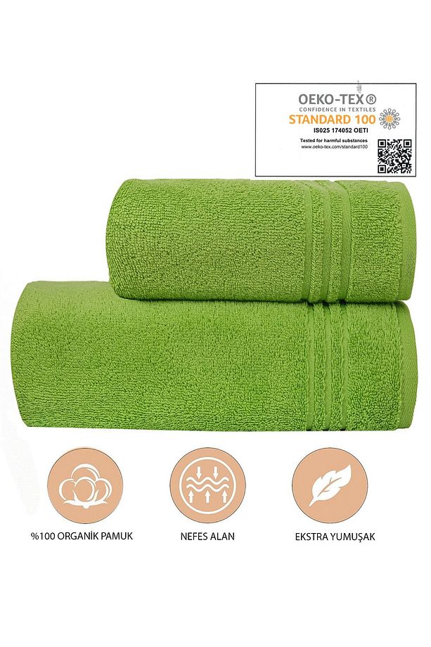 %100 Organik Pamuk Milano Premium 2'li Banyo Havlu Seti: 1adet Banyo Havlusu Ve 1adet El,yüz Havlusu - 1