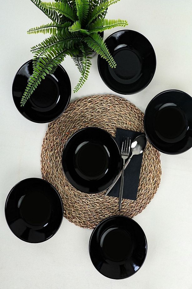 Siyah Hitit Yemek Tabağı 18 Cm 6 Adet 650 - 2