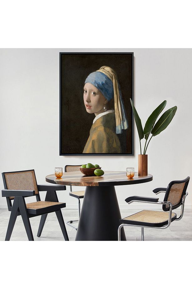 Çerçeveli Johannes Vermeer - İnci Küpeli Kız Tablosu - Girl With A Pearl Earring-7309 - 8