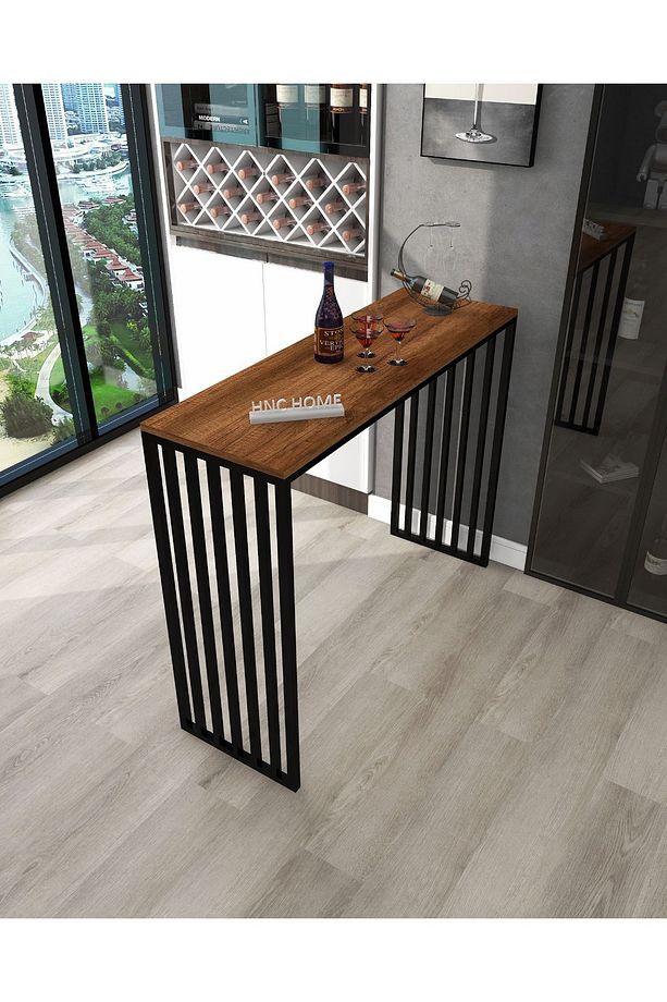 Bar Masası Metal İskeletli Yüksek Mutfak Yemek Masası Dresuar - 2