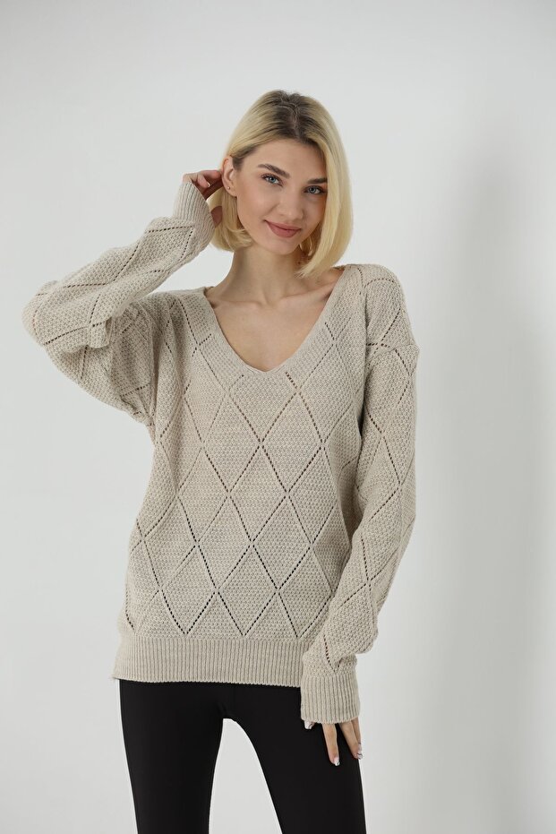 OVERSİZE AJURLU KAZAK - 1