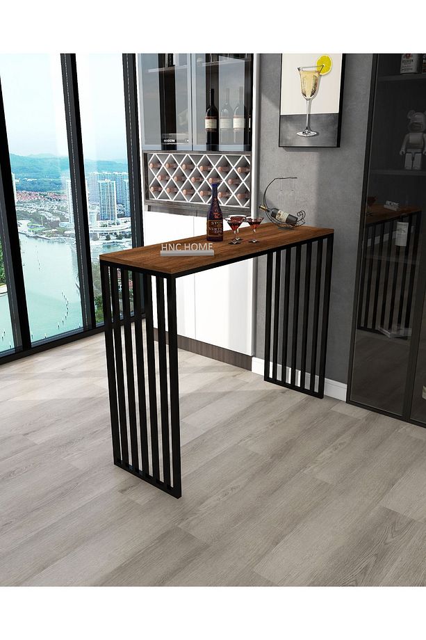 Bar Masası Metal İskeletli Yüksek Mutfak Yemek Masası Dresuar - 3