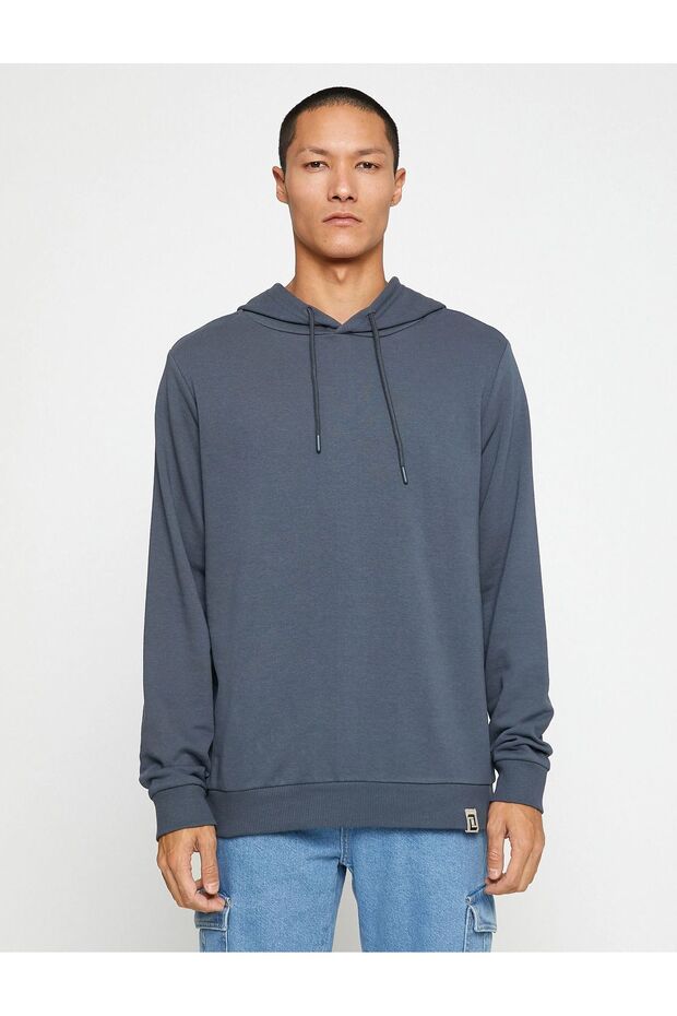 Erkek Basic Kapşonlu Sweat - 4