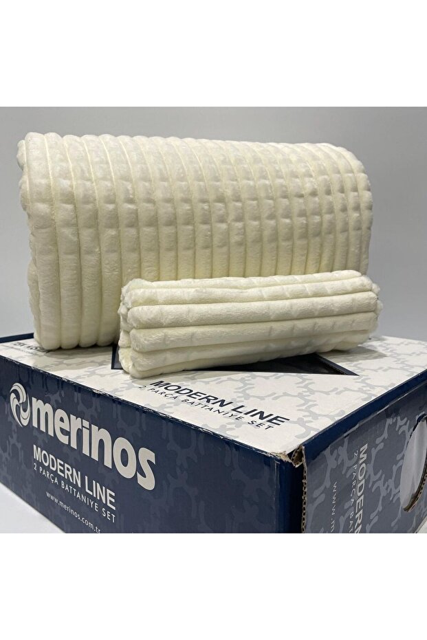 Merinos Modern Lıne Tek Kişilik Battaniye - Kemik - 4
