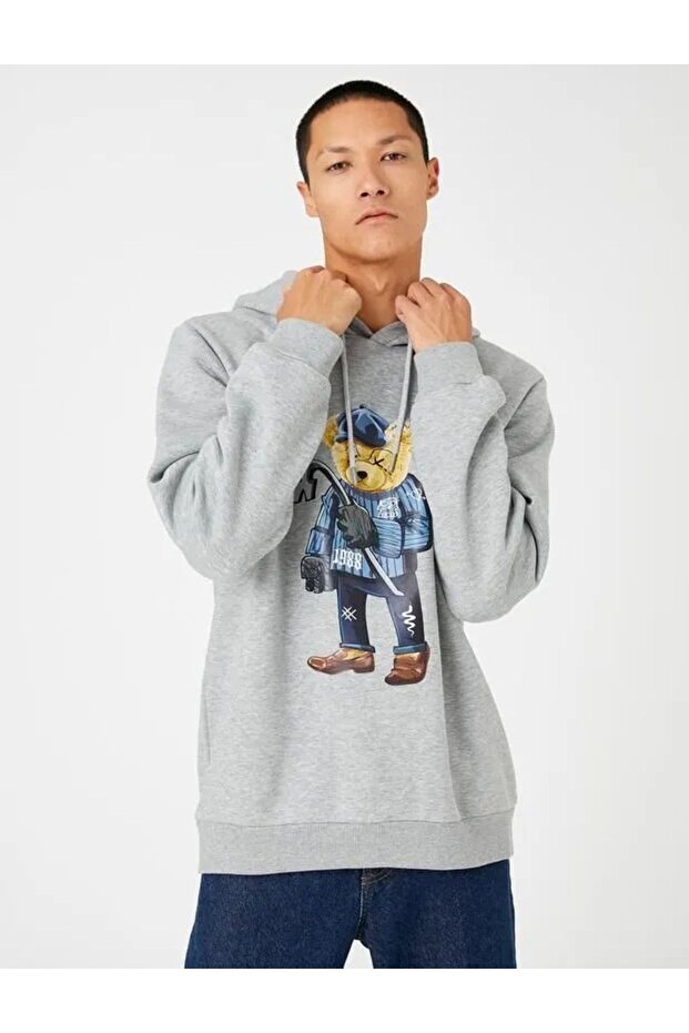 Erkek Basic Kapşonlu Sweat - 3