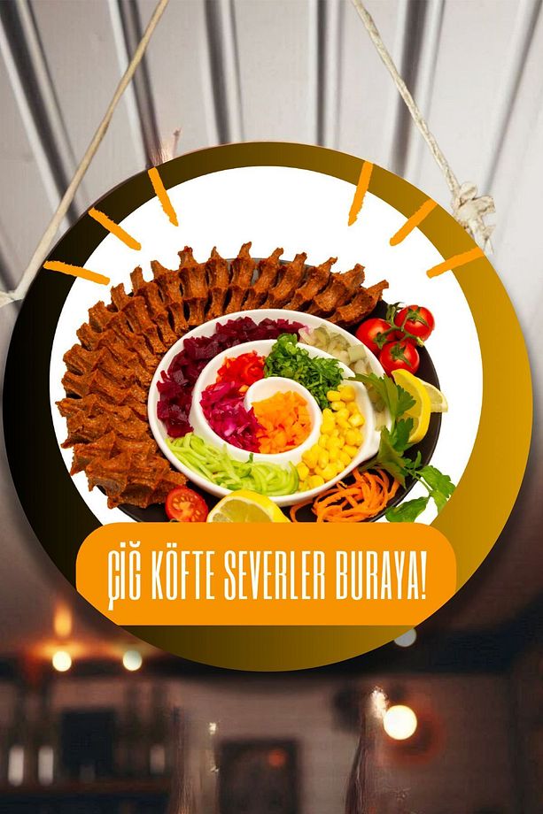 Çiğ Köfte Salonu Için Duvar, Kapı, Tek Taraflı Askılı Pano Karşılama Tabelası, Restoran Süs Tablo - 1