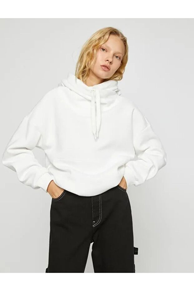 Kadın Kapüşonlu Basic Sweat - 1