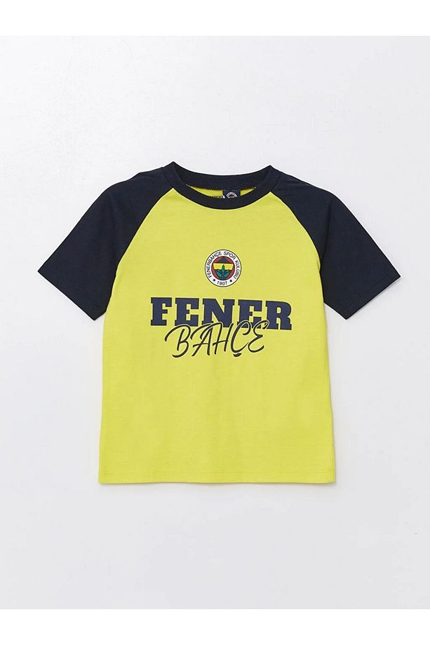 LCW baby Bisiklet Yaka Kısa Kollu Fenerbahçe Baskılı Erkek Bebek Tişört ve Şort 2'li Takım - 2