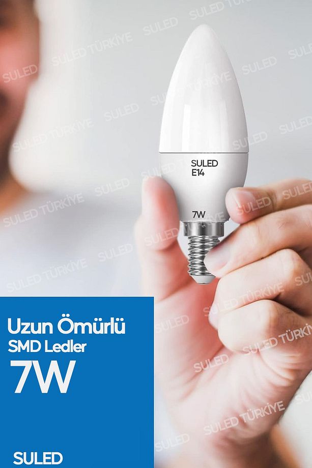 Grafen E14 Duy Gün Işığı 3 Adet Mum Buji Ampul Avize Abajur Lambası Ince Duylu Lamba 5'li Set - 4
