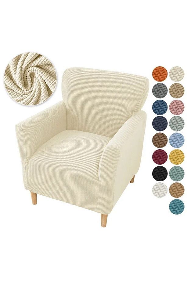 Berjer Tek Kişilik Kotuk Örtüsü Koltuk Kılıfı Likrali Streç Lastikli Esnek Kare Desen Sofa Cover - 1
