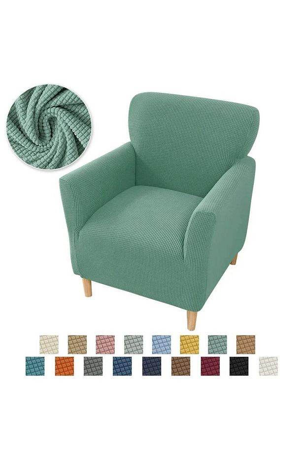 Likrali Streç Lastikli Esnek Kare Desen Tek Kişilik Kotuk Örtüsü Koltuk Kılıfı (MİNT) Sofa Cover - 1